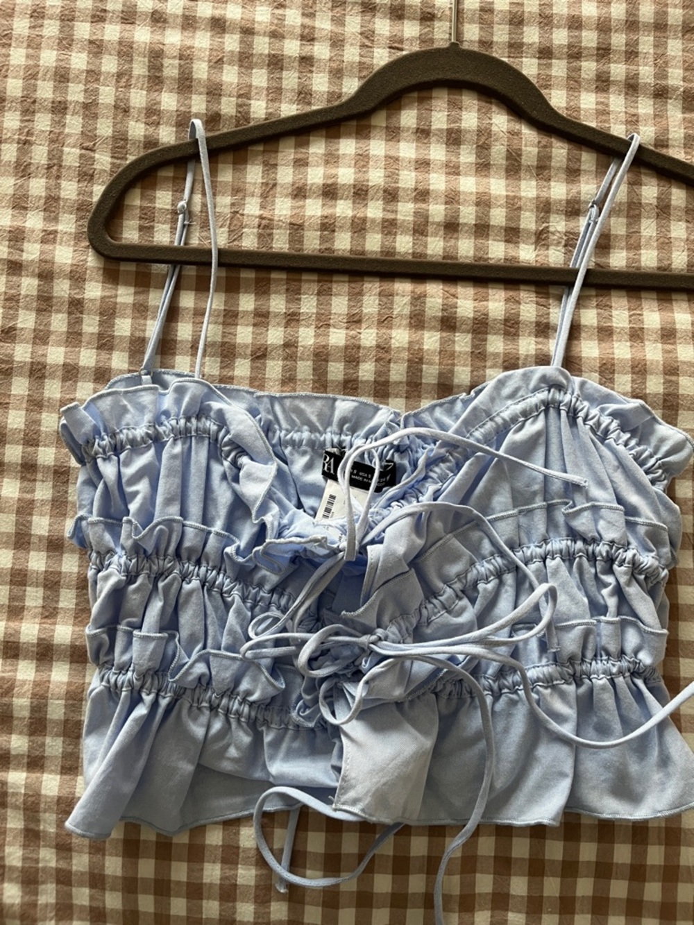 Zara Light Blue Ruched Crop Top